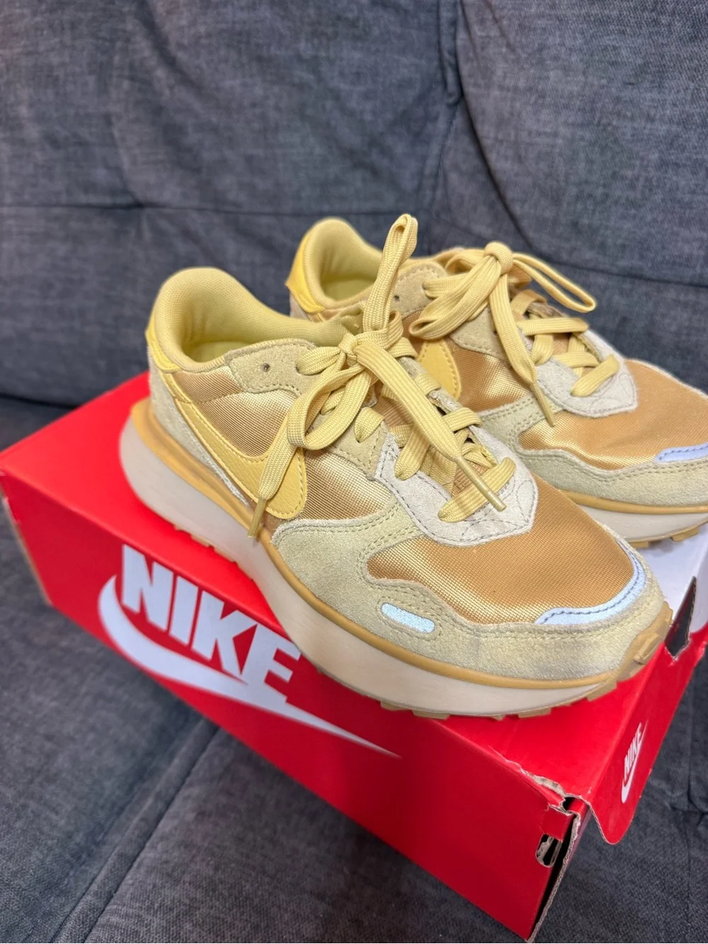 Nike Yellow Retro-Style Mesh & Suede Sneakers